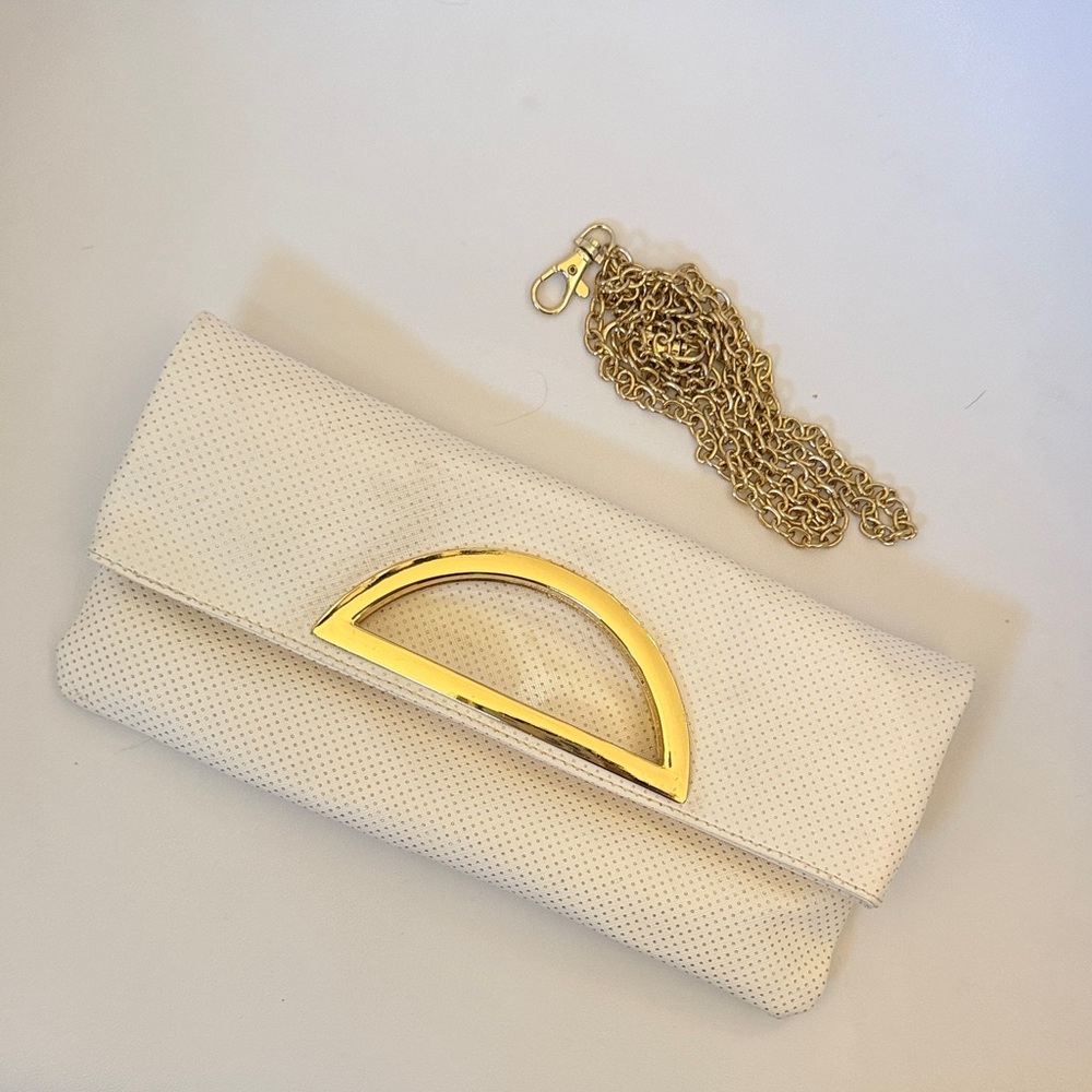 Elegant White Clutch with Gold Accent